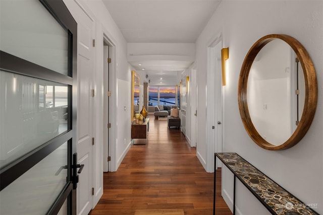 hall featuring dark hardwood / wood-style floors