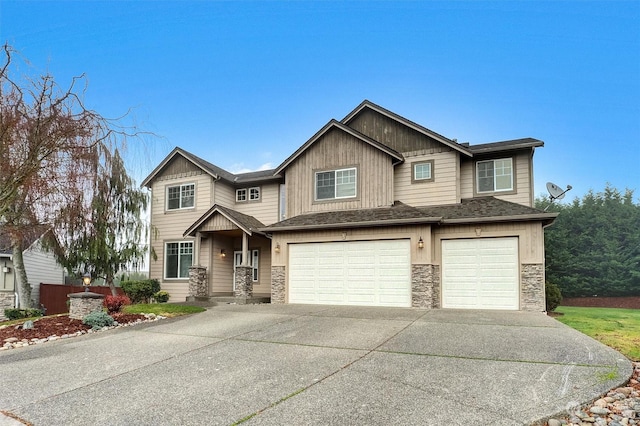 craftsman-style house with a garage