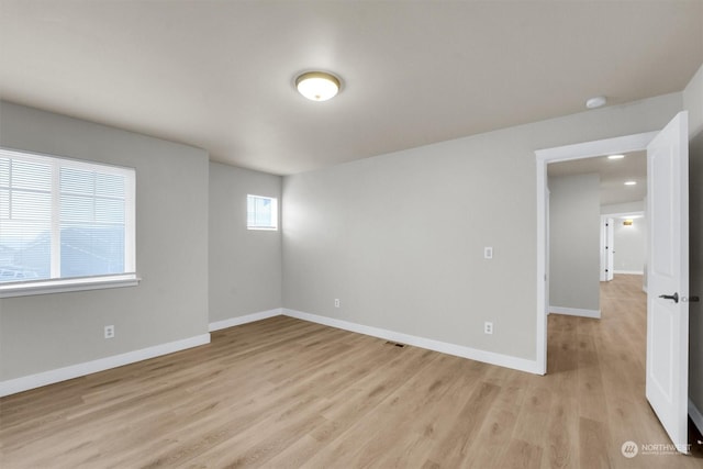 unfurnished room featuring light hardwood / wood-style floors