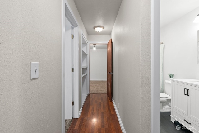 hallway featuring dark hardwood / wood-style flooring