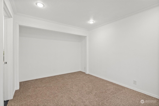 spare room with carpet and ornamental molding