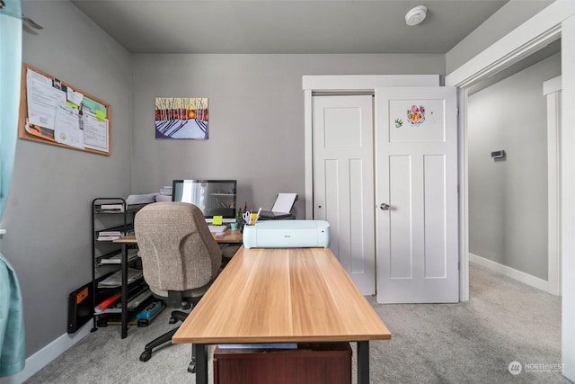 view of carpeted office space