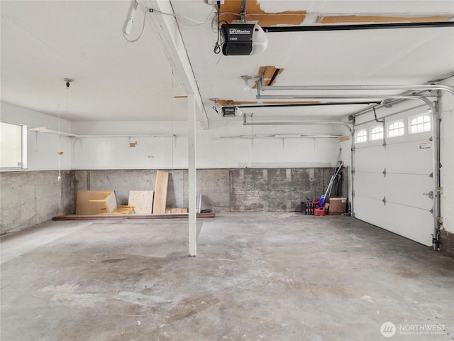 garage with a garage door opener