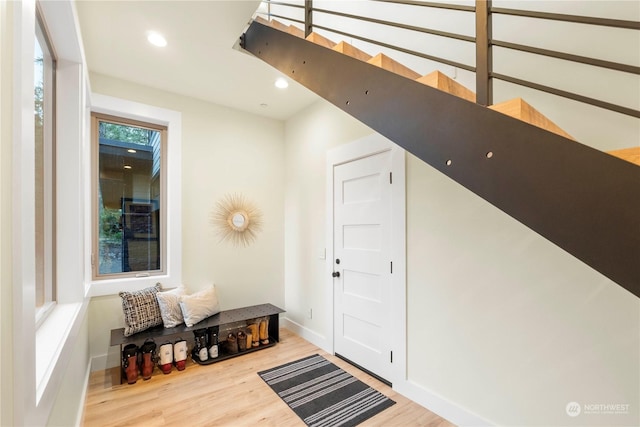 entrance foyer featuring light hardwood / wood-style flooring