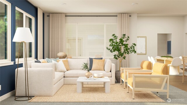 living room with wood-type flooring