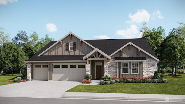 view of front of home with a garage and a front yard