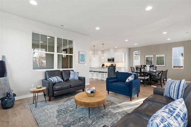 living room featuring light hardwood / wood-style flooring