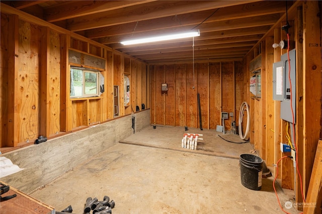 basement with electric panel