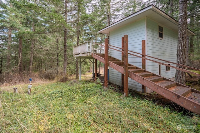 view of yard with a deck