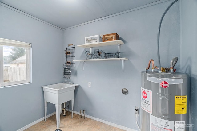 laundry area with water heater