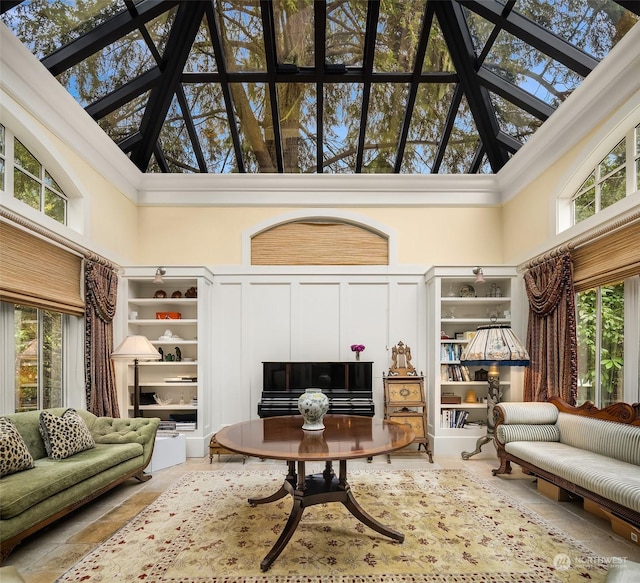 sitting room with a high ceiling