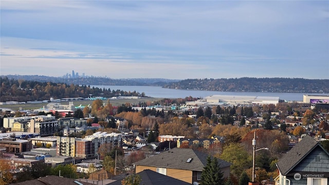 property's view of city with a water view