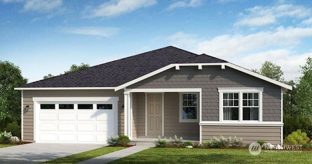 view of front facade with a garage and a front yard