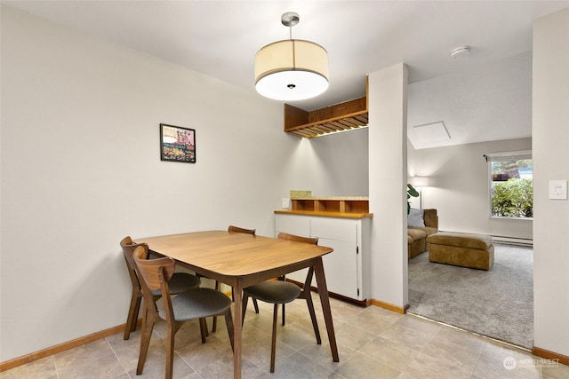 dining room with baseboard heating