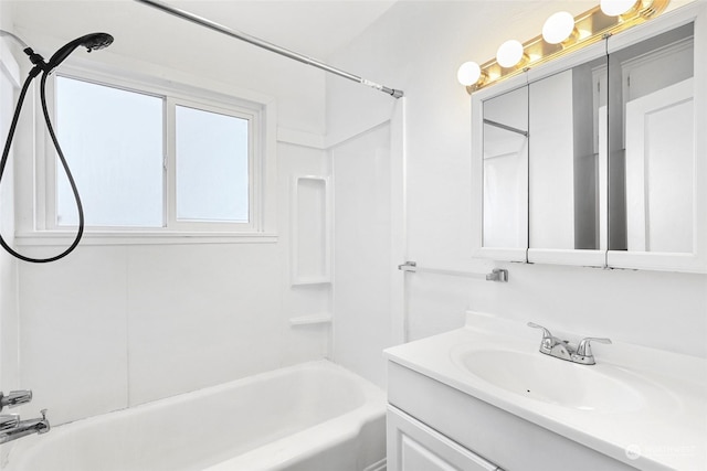 bathroom featuring vanity and bathing tub / shower combination