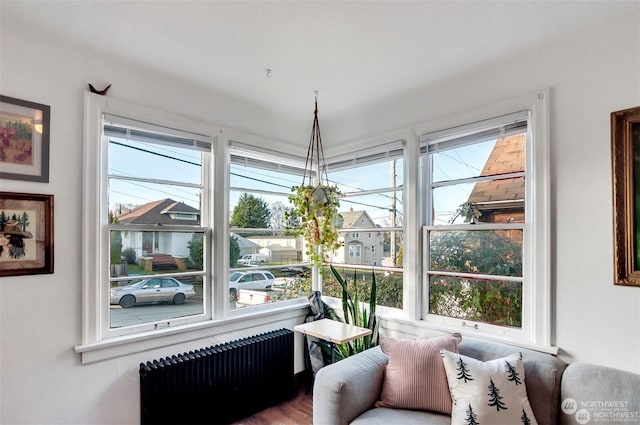 sunroom featuring radiator