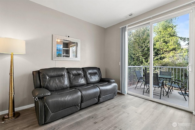 living room featuring light hardwood / wood-style floors