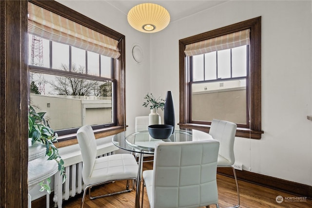 dining area featuring hardwood / wood-style flooring