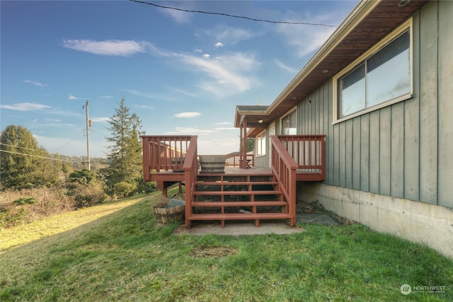 deck with a lawn