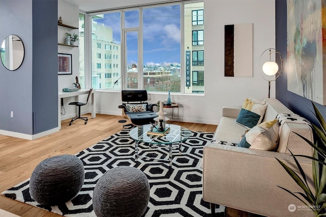 living room with light wood-type flooring