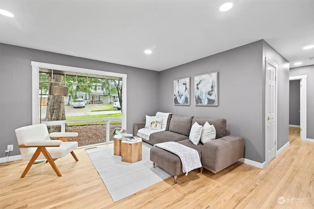 living room featuring light wood-type flooring