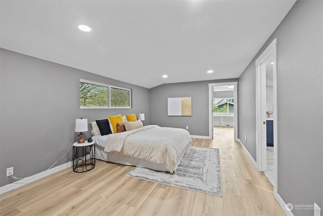 bedroom with light hardwood / wood-style flooring