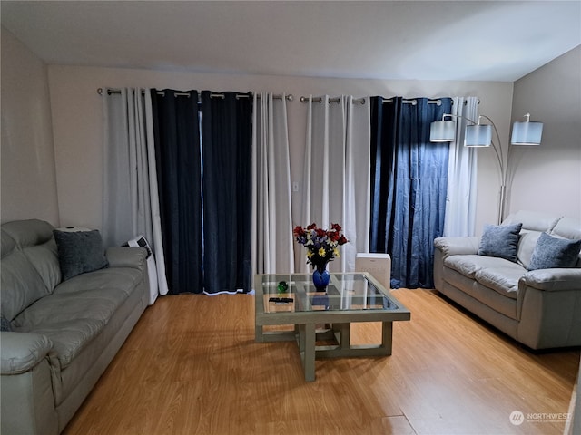 living room with hardwood / wood-style floors