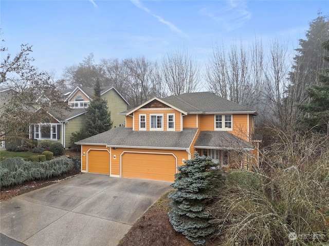 view of front of property featuring a garage