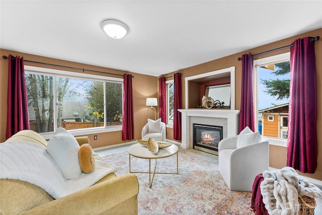 living room featuring plenty of natural light