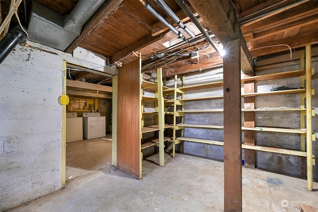 basement featuring separate washer and dryer