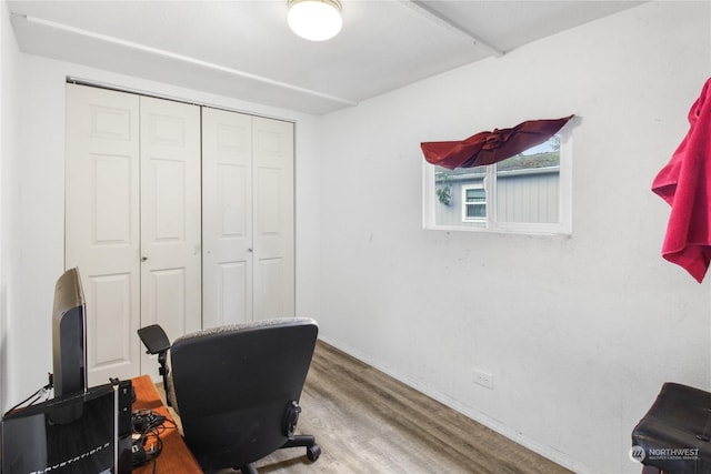 office area featuring wood-type flooring