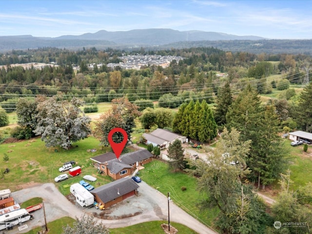 bird's eye view featuring a mountain view