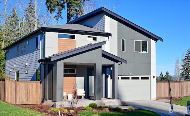 contemporary house featuring a garage