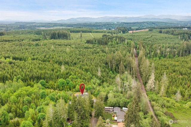 birds eye view of property featuring a mountain view