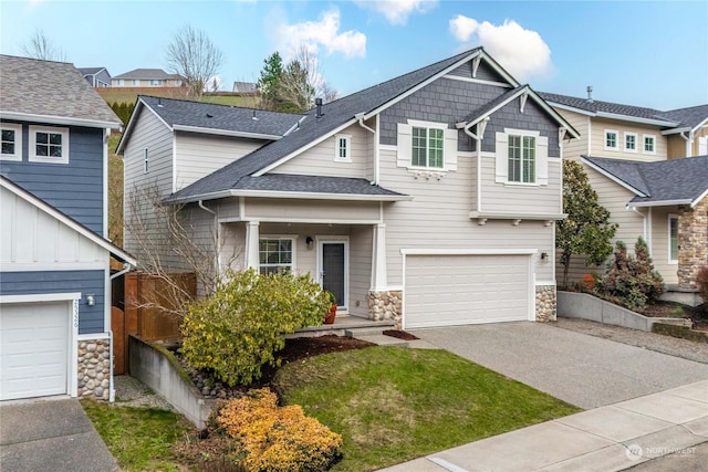 craftsman-style house with a garage