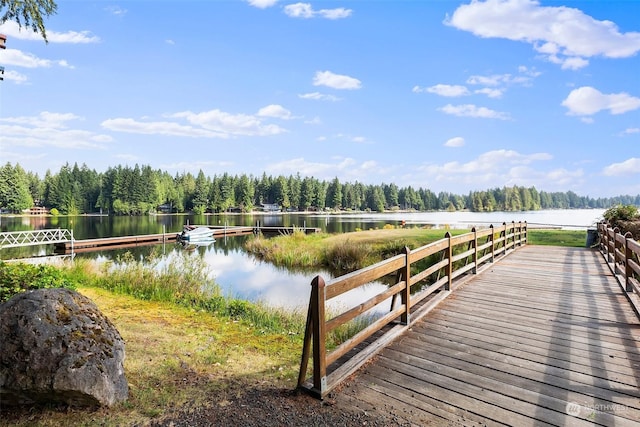 view of dock featuring a water view