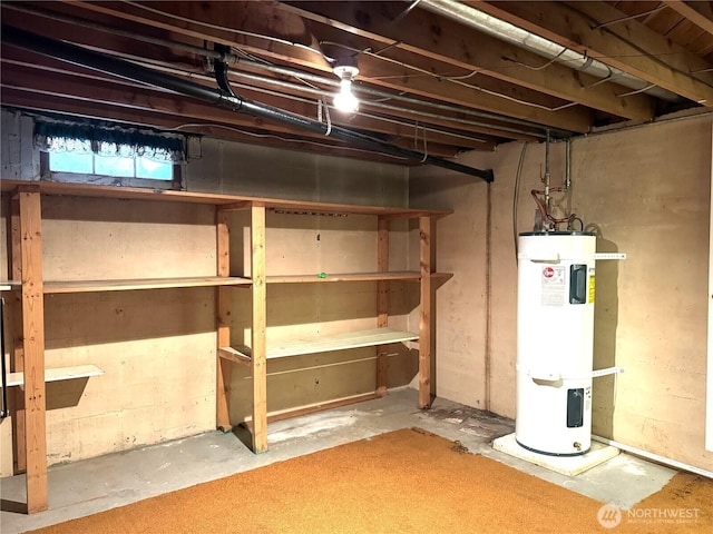 basement with water heater