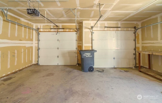 garage with a garage door opener