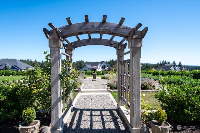 surrounding community with a pergola