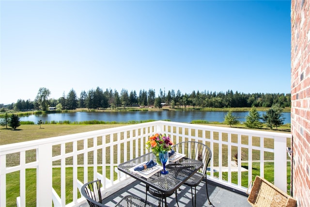 balcony with a water view