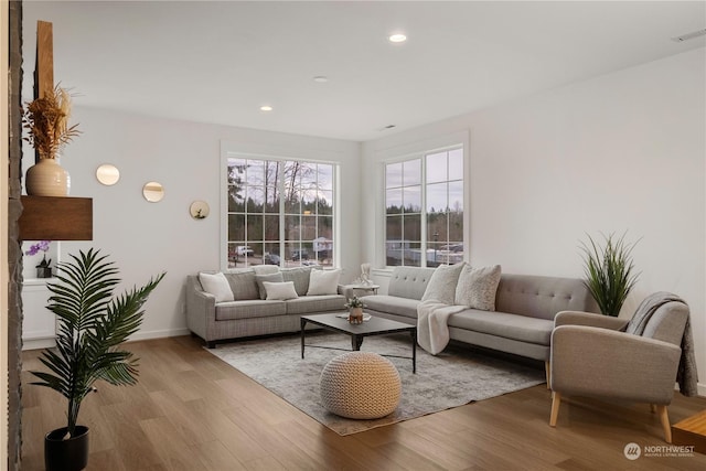 living room featuring light hardwood / wood-style flooring