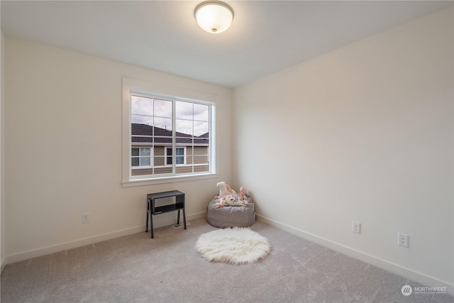 sitting room with carpet floors