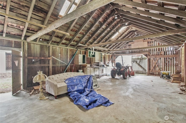 misc room with vaulted ceiling