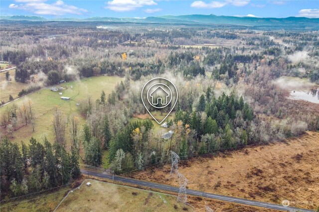 birds eye view of property with a mountain view