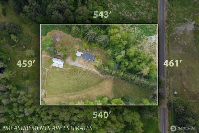 aerial overview of property's location featuring property boundaries highlighted