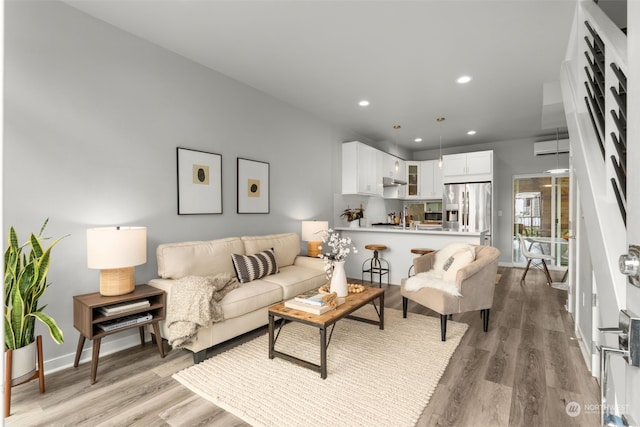 living room featuring light wood-type flooring