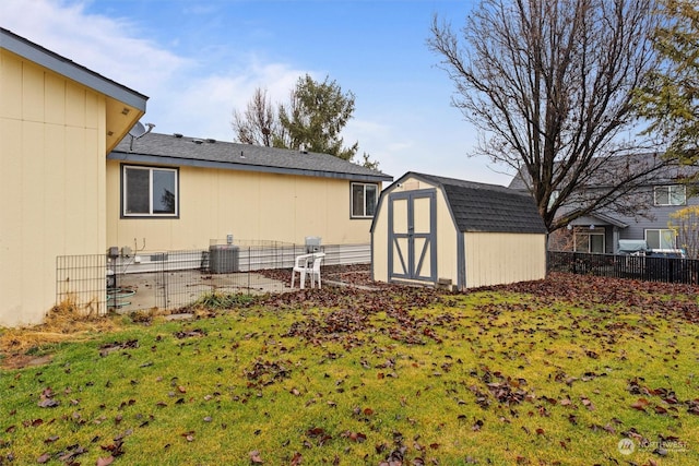 exterior space featuring a storage unit and cooling unit