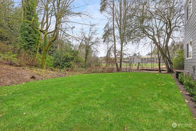 view of yard featuring central AC