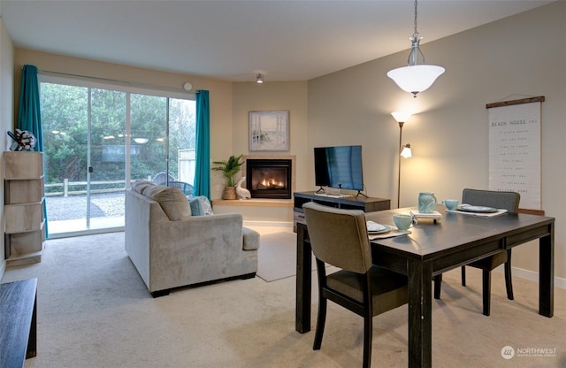 view of carpeted dining room