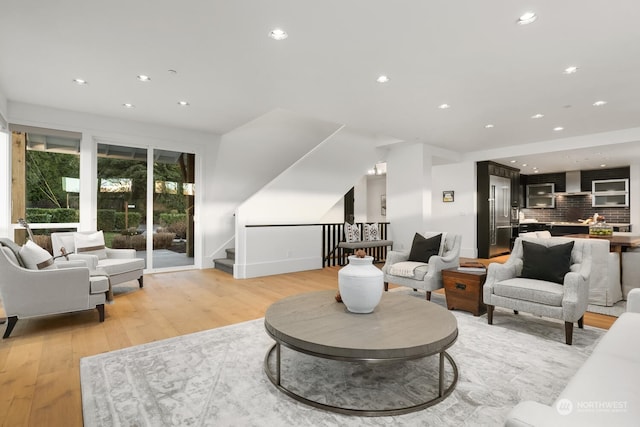 living room featuring light hardwood / wood-style flooring